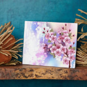 ピンクの桜絵画の背景 フォトプラーク (側面)