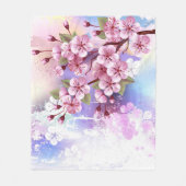 ピンクの桜絵画の背景 フリースブランケット (正面)