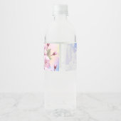 ピンクの桜絵画の背景 ペットボトルラベル (裏面)
