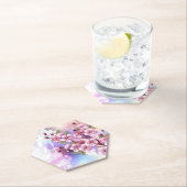 ピンクの桜絵画の背景 ペーパーコースター (インサイチュ)