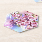 ピンクの桜絵画の背景 ペーパーコースター (アングル)
