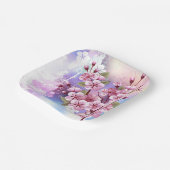 ピンクの桜絵画の背景 ペーパープレート (傾斜あり)