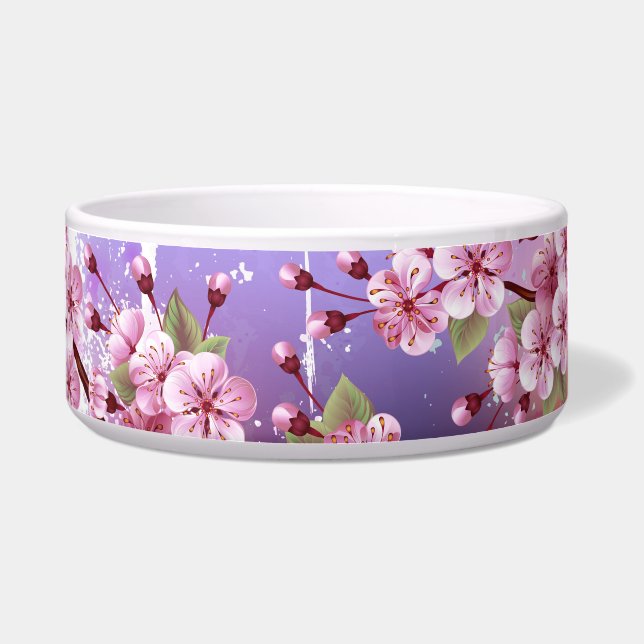 ピンクの桜絵画の背景 ボウル (正面)