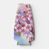 ピンクの桜絵画の背景 ボトルクーラー (正面)
