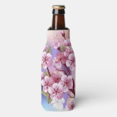 ピンクの桜絵画の背景 ボトルクーラー (ボトル正面)