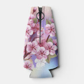 ピンクの桜絵画の背景 ボトルクーラー (裏面)