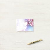ピンクの桜絵画の背景 ポストイット (デスク上)