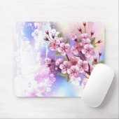 ピンクの桜絵画の背景 マウスパッド (マウス)
