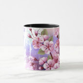 ピンクの桜絵画の背景 マグカップ (中央)