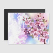 ピンクの桜絵画の背景 マグネット招待状 (正面/裏面)