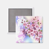 ピンクの桜絵画の背景 マグネット (正面/裏面)