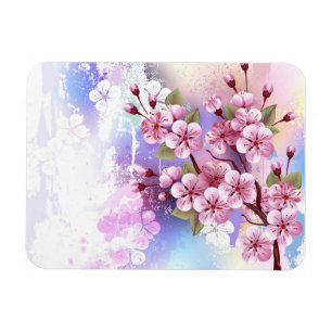 ピンクの桜絵画の背景 マグネット