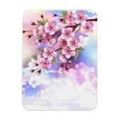 ピンクの桜絵画の背景 マグネット (縦)