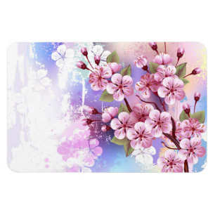 ピンクの桜絵画の背景 マグネット