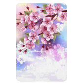 ピンクの桜絵画の背景 マグネット (縦)