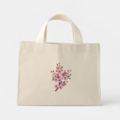 ピンクの桜絵画の背景 ミニトートバッグ (裏面)