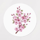 ピンクの桜絵画の背景 ラベル (デザイン2)