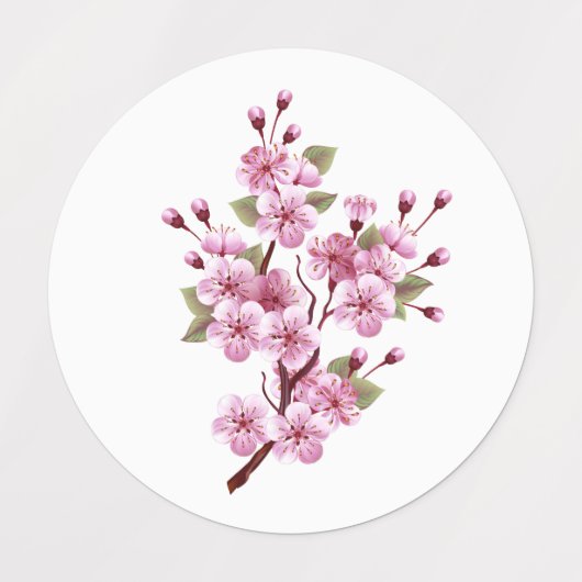 ピンクの桜絵画の背景 ラベル (デザイン1)