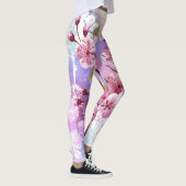 ピンクの桜絵画の背景 レギンス (右)