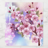 ピンクの桜絵画の背景 ワインラベル (シングルラベル)