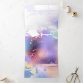 ピンクの桜絵画の背景 三つ折りクリスマスカード (内部)