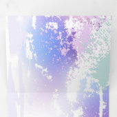 ピンクの桜絵画の背景 三つ折り招待状 (内部最初)