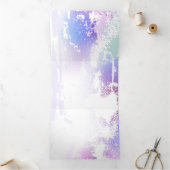 ピンクの桜絵画の背景 三つ折り招待状 (内部)