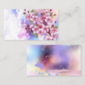 ピンクの桜絵画の背景 予約カード (正面/裏面)