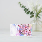 ピンクの桜絵画の背景 予約カード (スタンド正面)