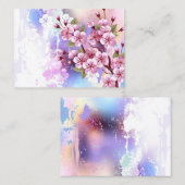 ピンクの桜絵画の背景 予約カード (正面/裏面)