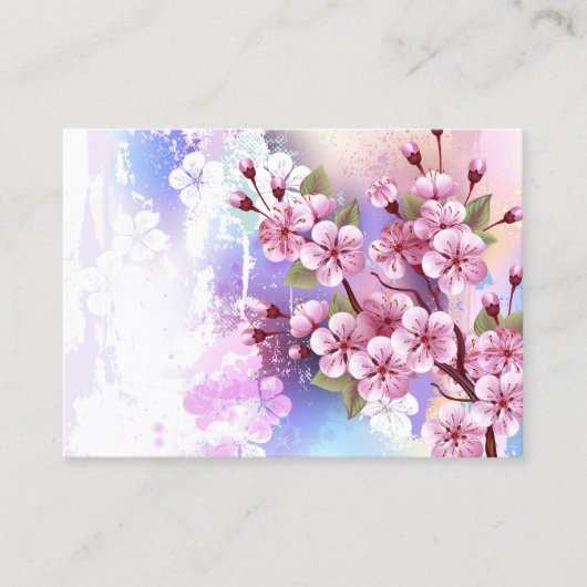 ピンクの桜絵画の背景 予約カード (正面)