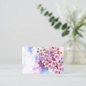 ピンクの桜絵画の背景 予約カード (スタンド正面)