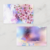 ピンクの桜絵画の背景 予約カード (正面/裏面)