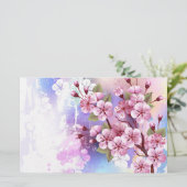 ピンクの桜絵画の背景 便箋 (スタンド正面)