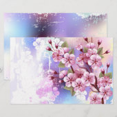ピンクの桜絵画の背景 便箋 (正面/裏面)