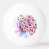 ピンクの桜絵画の背景 卓球ボール (裏面)