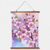 ピンクの桜絵画の背景 吊り下げ型タペストリー (正面)
