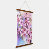 ピンクの桜絵画の背景 吊り下げ型タペストリー (傾斜あり)