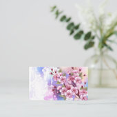 ピンクの桜絵画の背景 名刺 (スタンド正面)