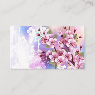 ピンクの桜絵画の背景 名刺