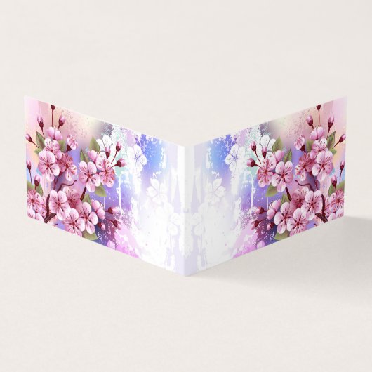 ピンクの桜絵画の背景 名刺 (外部)