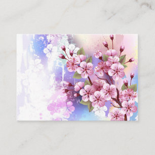ピンクの桜絵画の背景 名刺