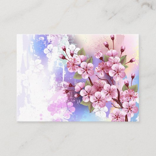 ピンクの桜絵画の背景 名刺 (正面)