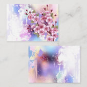 ピンクの桜絵画の背景 名刺 (正面/裏面)