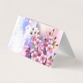 ピンクの桜絵画の背景 名刺 (裏面)