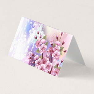 ピンクの桜絵画の背景 名刺