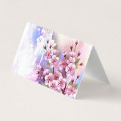 ピンクの桜絵画の背景 名刺 (裏面)