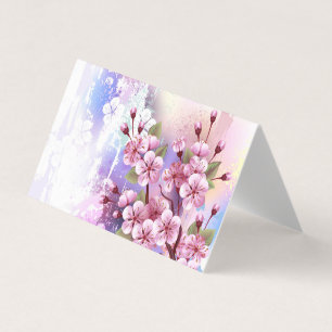 ピンクの桜絵画の背景 名刺