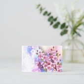ピンクの桜絵画の背景 名刺 (スタンド正面)