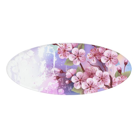 ピンクの桜絵画の背景 名札 (正面)